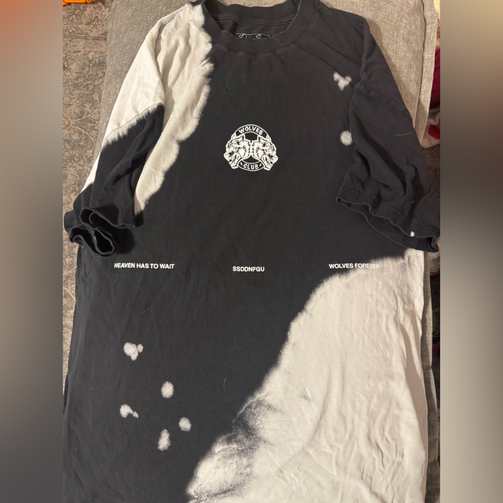 Darc Sport Black and White Tie-Dye Short Sleeve Tee - Wolves Graphic